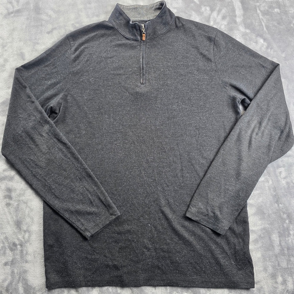 Mizzen+Main Pullover Mens XL Tall Charcoal Quarter‎ Zip Trim Fit Performance